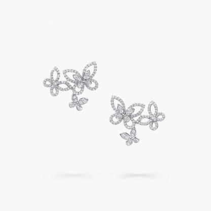 Triple Butterfly Silhouette Diamond Earrings